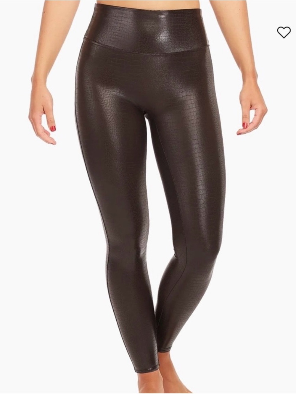 SPANX Faux Leather Brown Croc Leggings